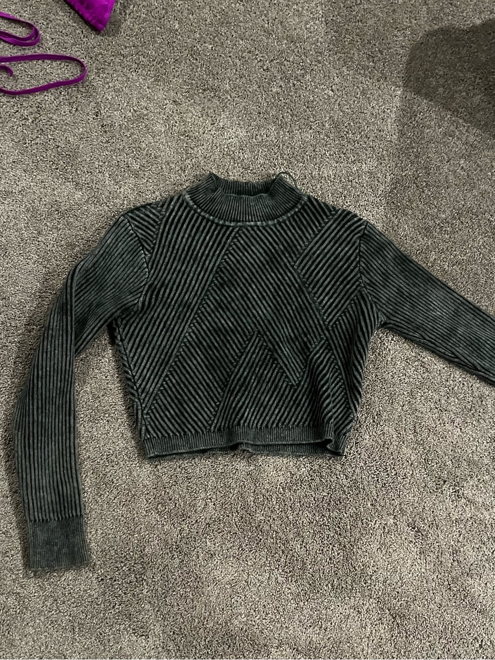 Urban Outfitters Charcoal Grey Black Ribbed Mock Neck Sweater
